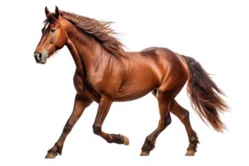 a beautiful running horse full body on a white background studio shot
