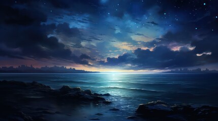 Fototapeta na wymiar Night sky and sea 