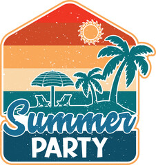Retro Summer Party T-Shirt Design with Vintage Vibes for Warm Weather Fun
