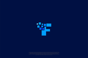 Obraz premium Initial Letter F with square pixel dot Motion . Vector Logo Design Template 