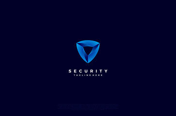 Security shield with icon technology logotype concept idea. Vector Design template element

