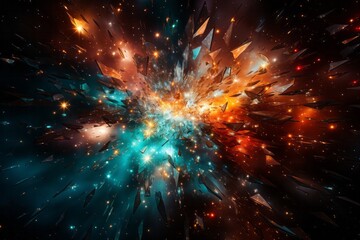Obraz premium Chaotic burst of light resembling fireworks, Generative AI