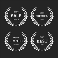 Vector quality emblems with laurel wreath. vector illustration