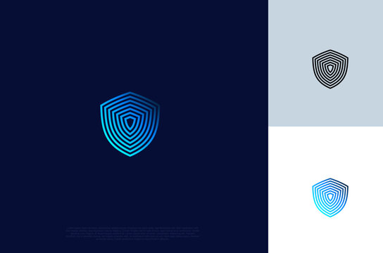 Security shield with icon technology logotype concept idea. Vector Design template element
