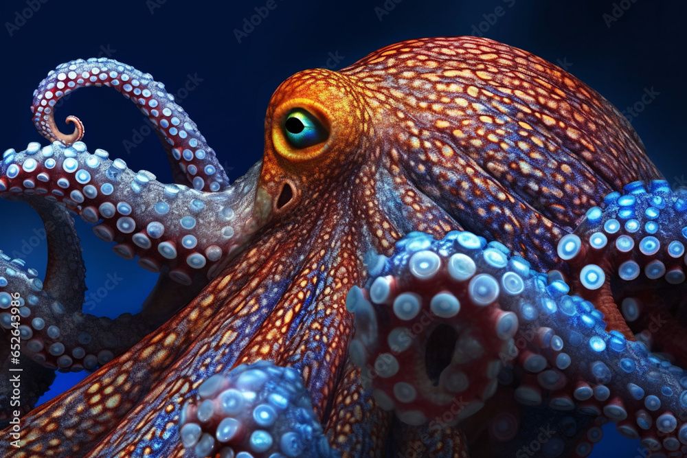Aufkleber a close-up shot of an octopus, displaying its intricate tentacles and ability to blend seamlessly wi