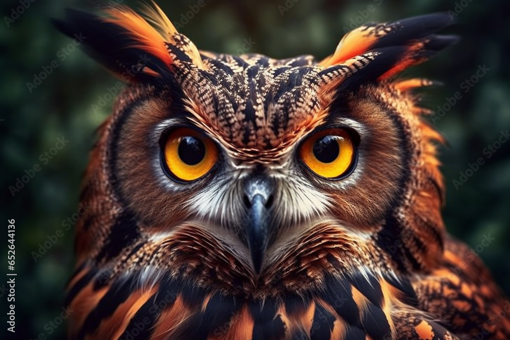 Poster a mesmerizing photograph of an owl, showcasing its wise and enigmatic expression. generative ai tech