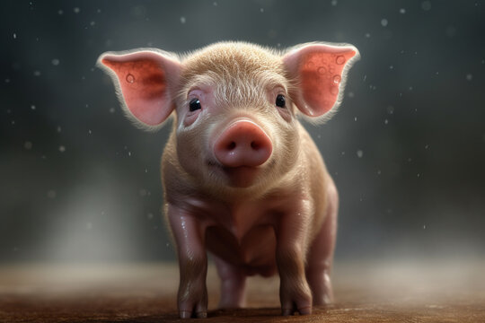  An adorable image of a pig, showcasing its round body and snout.  Generative AI technology.