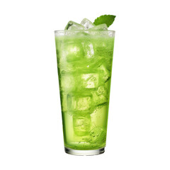 Glass of green water isolated on transparent background,Transparency 