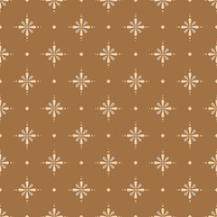In this seamless pattern, make a flower with orange petals alternating with gray. Arranged on brown background. Decorated with small orange diamond placed alternately neatly, beautiful and sweet.
