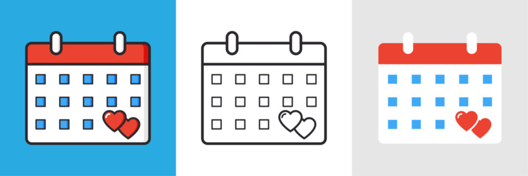 Calendario de boda, icono de calendario, ilustraci&oacute;n de calendario, ilustraci&oacute;n plana de calendario, ilustraci&oacute;n lineal de calendario, ilustraci&oacute;n para boda