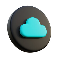 Cloud 3D Icon on black circle.