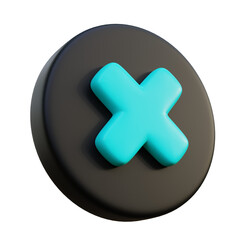 Obraz premium Cross Mark 3D Icon on black circle.