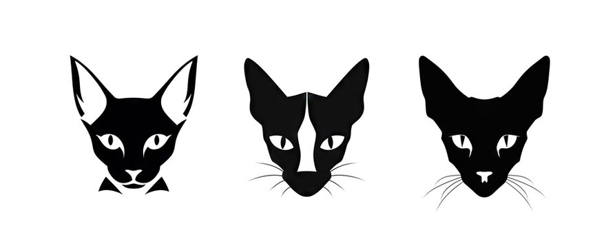 Cat Silhouette Icon Isolated, Animal Black, Pet Symbol on White Background