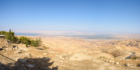Fototapeta na wymiar View from Mount Nebo in Jordan of The promised land, Moses