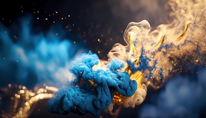 abstract swirling gold smoke and dust particles floating background