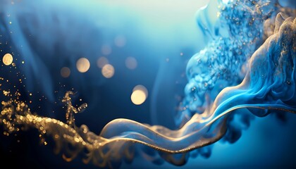 abstract swirling gold smoke and dust particles floating background