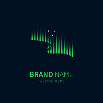aurora logo illustration green color and stars	