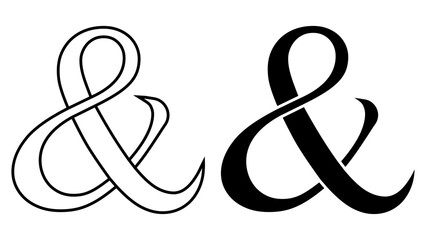 Ampersand glyph special symbol denoting conjunction and, ampersand calligraphy symbol - obrazy, fototapety, plakaty