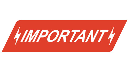 Speech bubble with important text, important message with lightning bolt