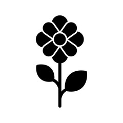 Flower icon in png. Flower icon. Black chamomile symbol. Floral plant. Flower icon in glyph.