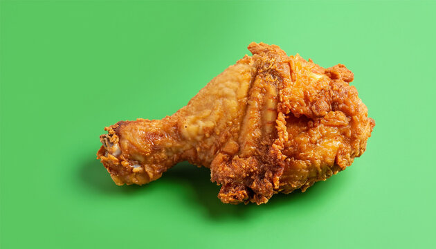 fried chicken positioned on the left with a green background