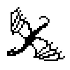 2024 chinese new year flying dragon in vector pixel art style isolated on white background. Black and white design element for celebration, home textile, bedding, fabric, package.