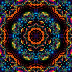 Mandala Square Abstract Art Universe Colorful Design - Ornament Texture Creative Graphic - Illustration Pattern