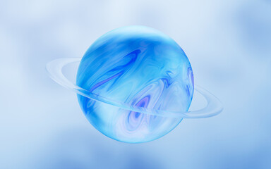 Flowing glossy pattern planet ball, 3d rendering.