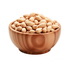 Wooden bowl of peanuts isolated on transparent background,Transparency 