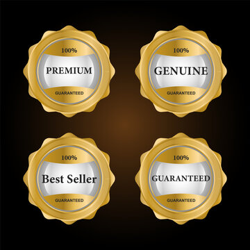 Luxury gold badges and labels premium quality product. vector illustration