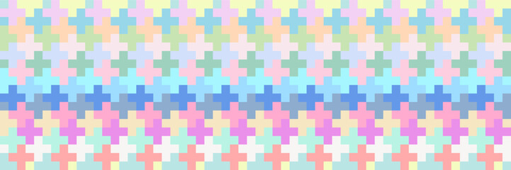 horizontal multicolored pastel of cross design for pattern and background.
