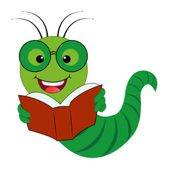 Cartoon cute worm school Teacher Character Design. 