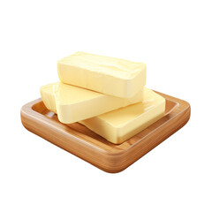 Butter on wooden plate isolated on transparent background,Transparency 