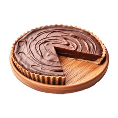 Chocolate pie cake isolated on transparent background,Transparency 