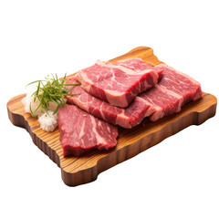Kobe beef on wooden plate isolated on transparent background,Transparency 