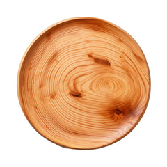 Rounded wooden plate isolated on transparent background,Transparency 