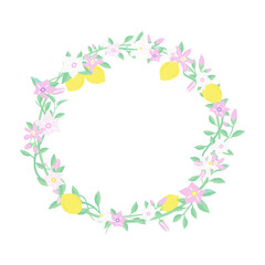 colorful botany with lemon leave crown frame isolated on transparency background
