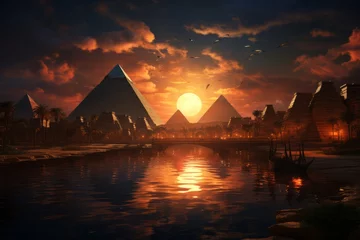 Foto op Canvas Majestic view of the Pyramids of Giza, Generative AI © Shooting Star Std
