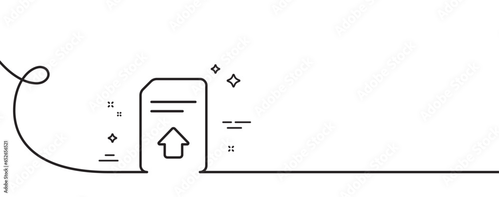 Poster upload document line icon. continuous one line with curl. information file sign. paper page concept 
