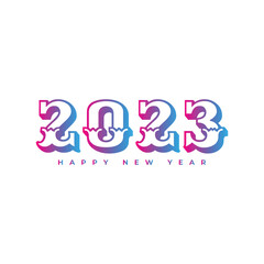 2023 new year gradient text design with simple white color background vector file