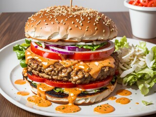 Hamburger on a plate