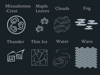 日本の伝統的文様 Aセット / Japanese Patterns, Motifs, Crests Kit-A