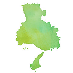水彩風の兵庫県地図のイラスト