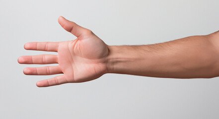 Studio photography of caucasian male hand