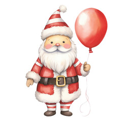 Fototapeta premium Christmas santa claus balloon clipart