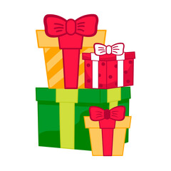 Cute Christmas gift boxes with bow cartoon style for Christmas for kids