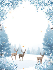 Vintage winter Christmas frame Illustration background card, with copy space 