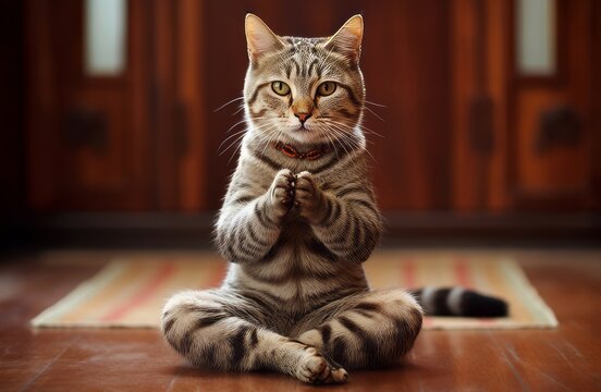  cat does yoga asanas
