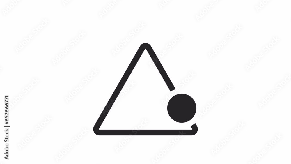 Poster triangle with dot rotating clockwise black and white loading animation. refresh outline 2d cartoon p