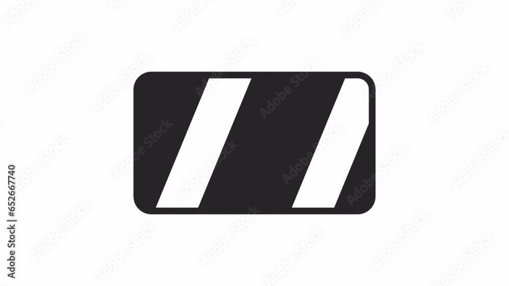 Poster moving stripes inside button black and white loading animation. pattern diagonal lines outline 2d ca